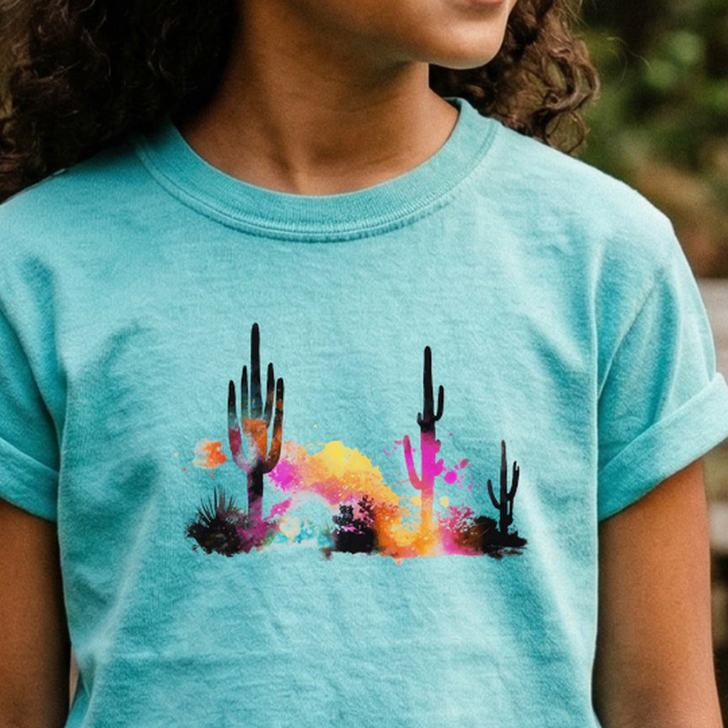 Watercolor Cactus Desert Kids Cotton T-Shirt