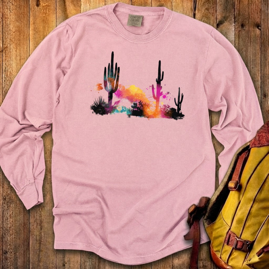 Watercolor Cactus Desert Cotton Long Sleeve