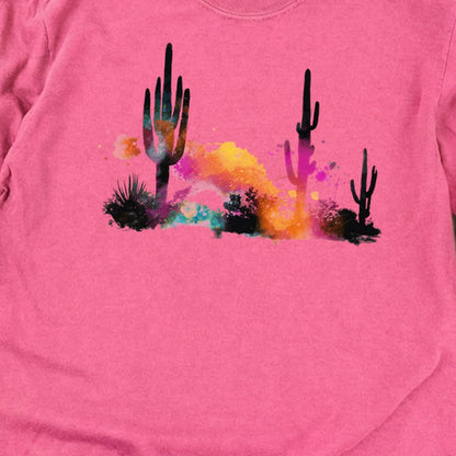 Watercolor Cactus Desert Cotton Long Sleeve