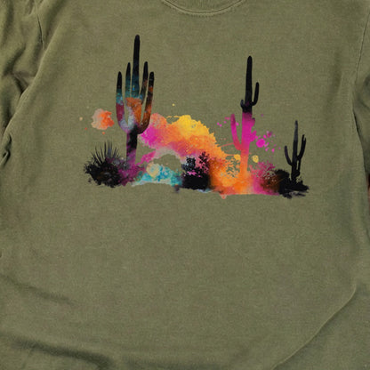 Watercolor Cactus Desert Cotton Long Sleeve