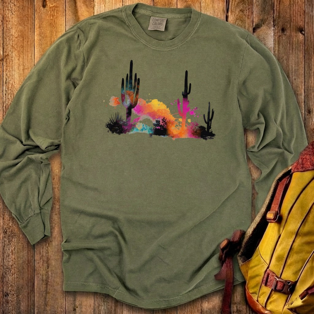 Watercolor Cactus Desert Cotton Long Sleeve