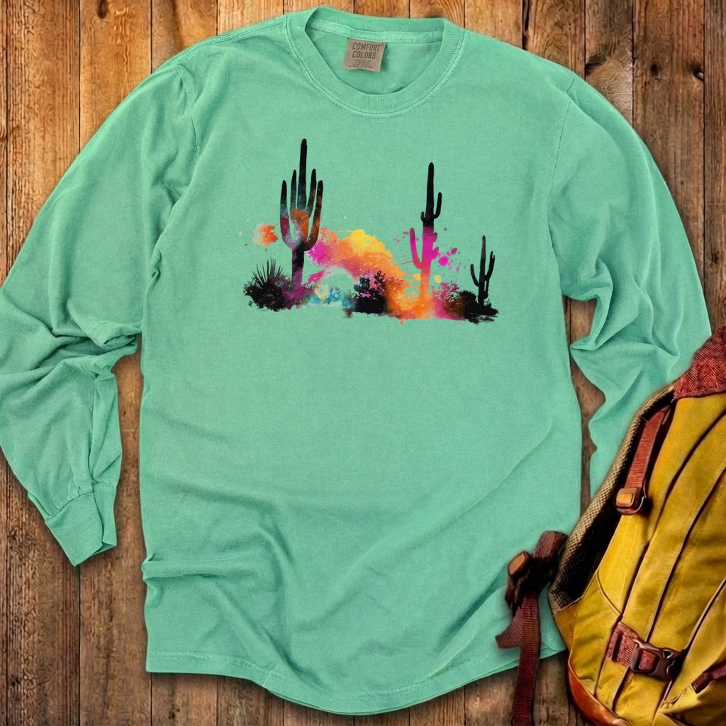Watercolor Cactus Desert Cotton Long Sleeve