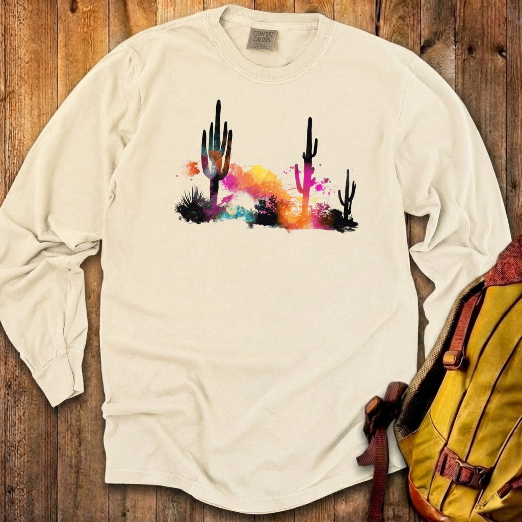 Watercolor Cactus Desert Cotton Long Sleeve