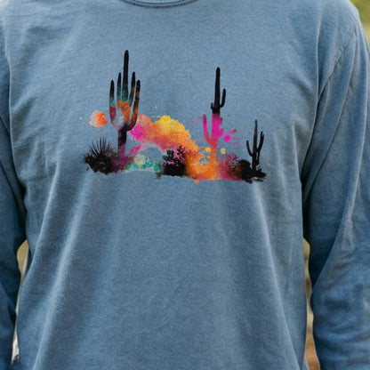 Watercolor Cactus Desert Cotton Long Sleeve