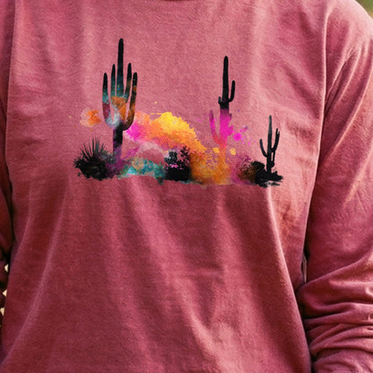 Watercolor Cactus Desert Cotton Long Sleeve