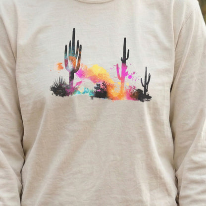 Watercolor Cactus Desert Cotton Long Sleeve