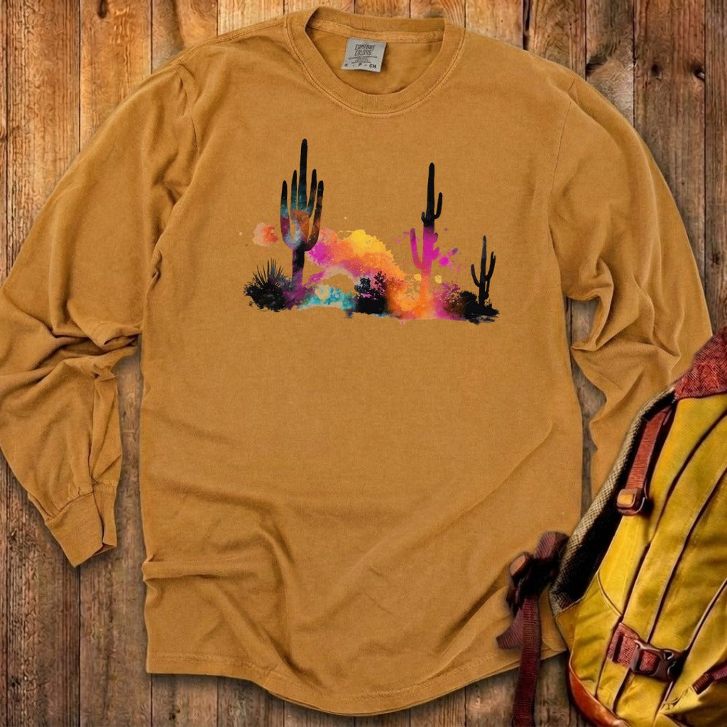 Watercolor Cactus Desert Cotton Long Sleeve