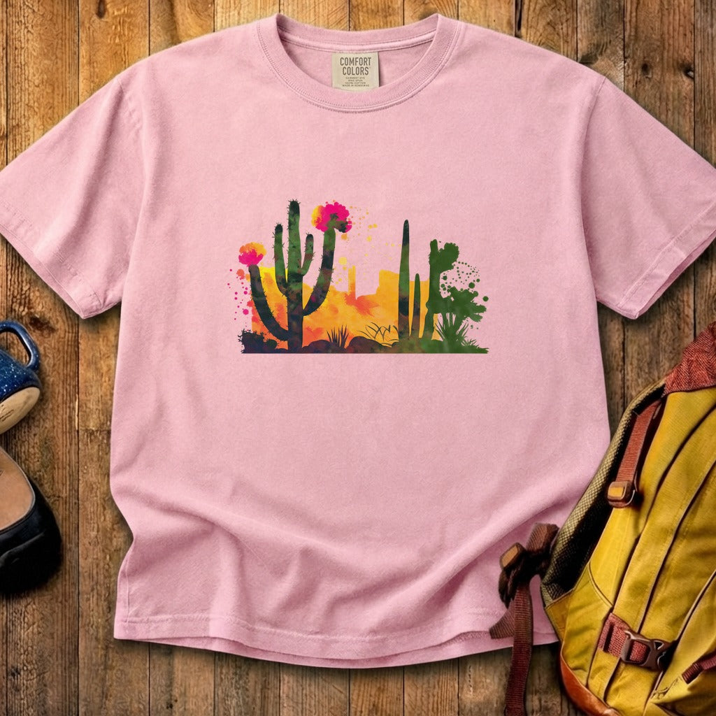 Watercolor Desert Scene Cotton T-Shirt