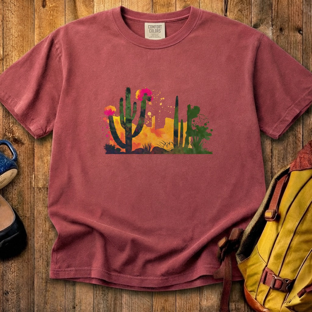 Watercolor Desert Scene Cotton T-Shirt