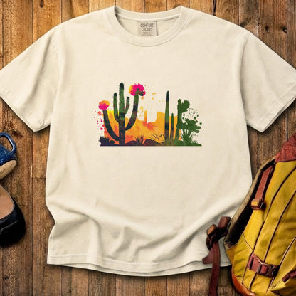 Watercolor Desert Scene Cotton T-Shirt