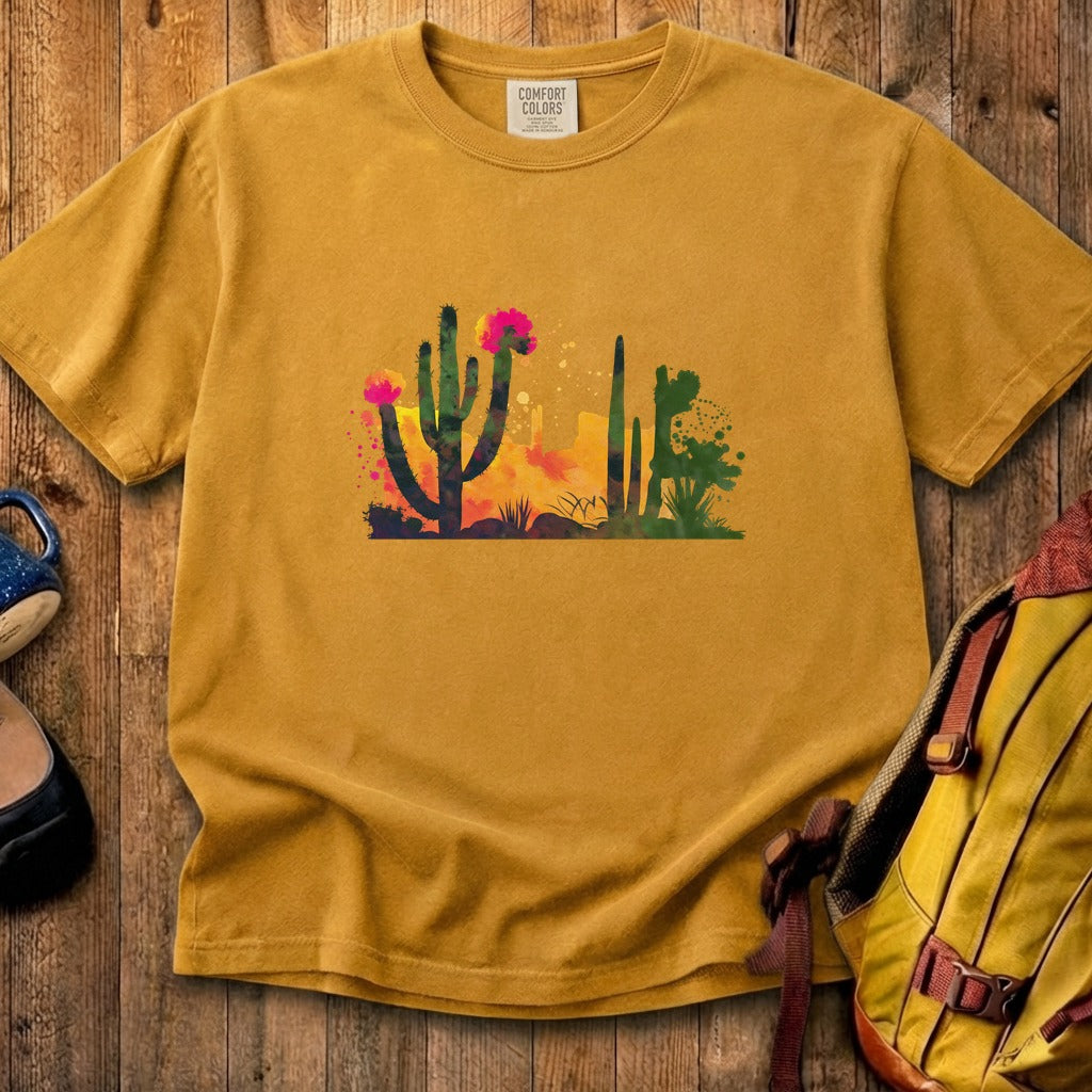 Watercolor Desert Scene Cotton T-Shirt