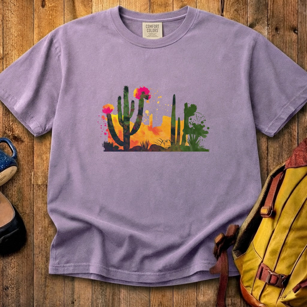 Watercolor Desert Scene Cotton T-Shirt