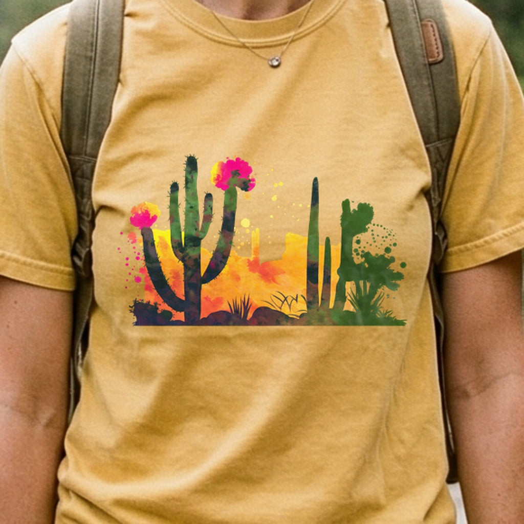 Watercolor Desert Scene Cotton T-Shirt