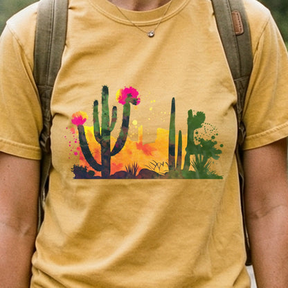 Watercolor Desert Scene Cotton T-Shirt
