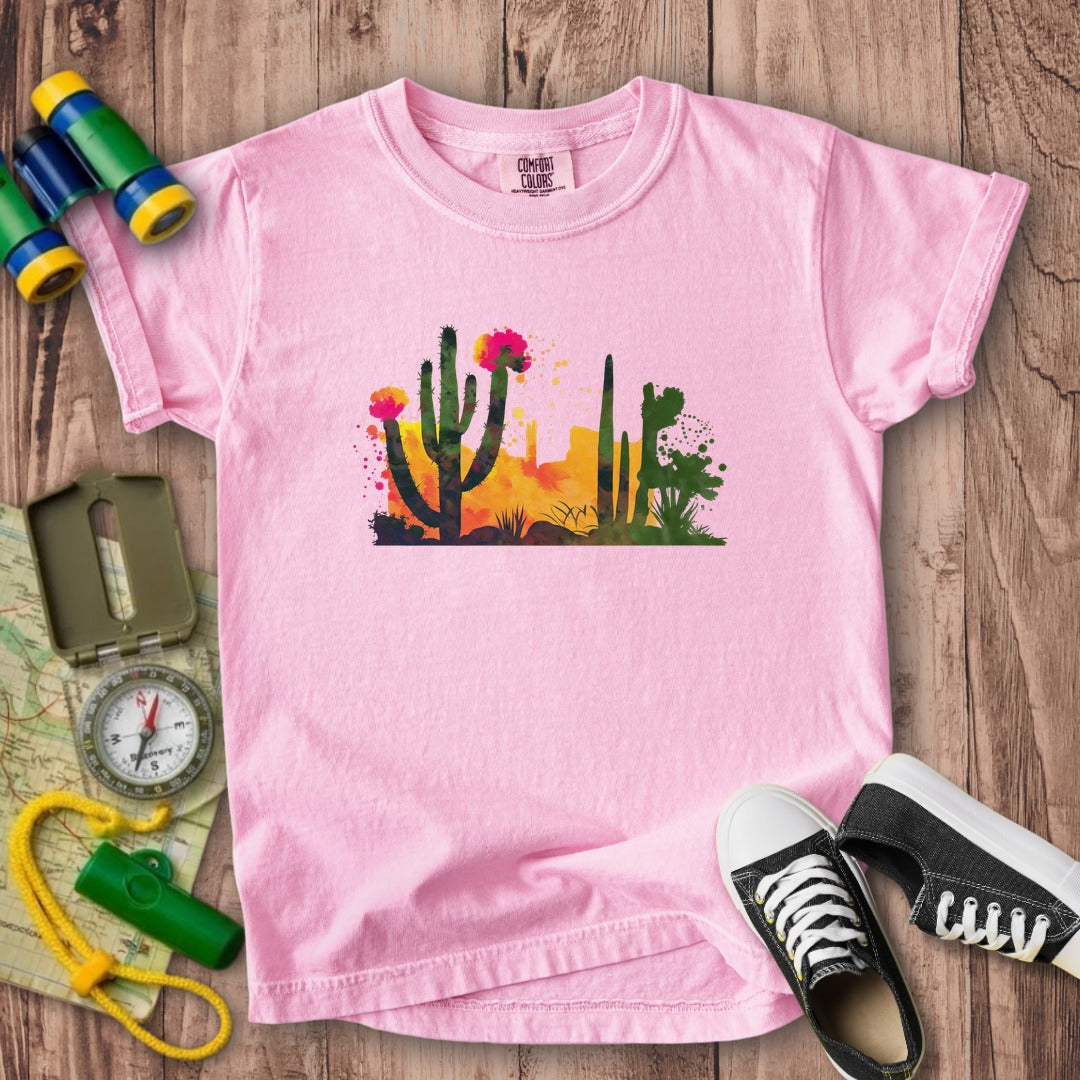 Watercolor Desert Scene Kids Cotton T-Shirt