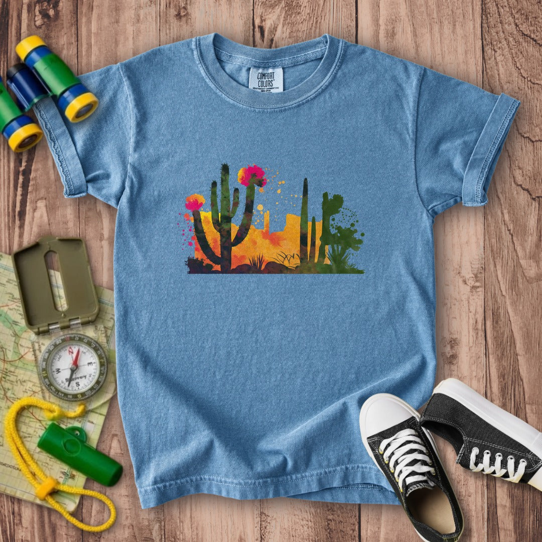 Watercolor Desert Scene Kids Cotton T-Shirt