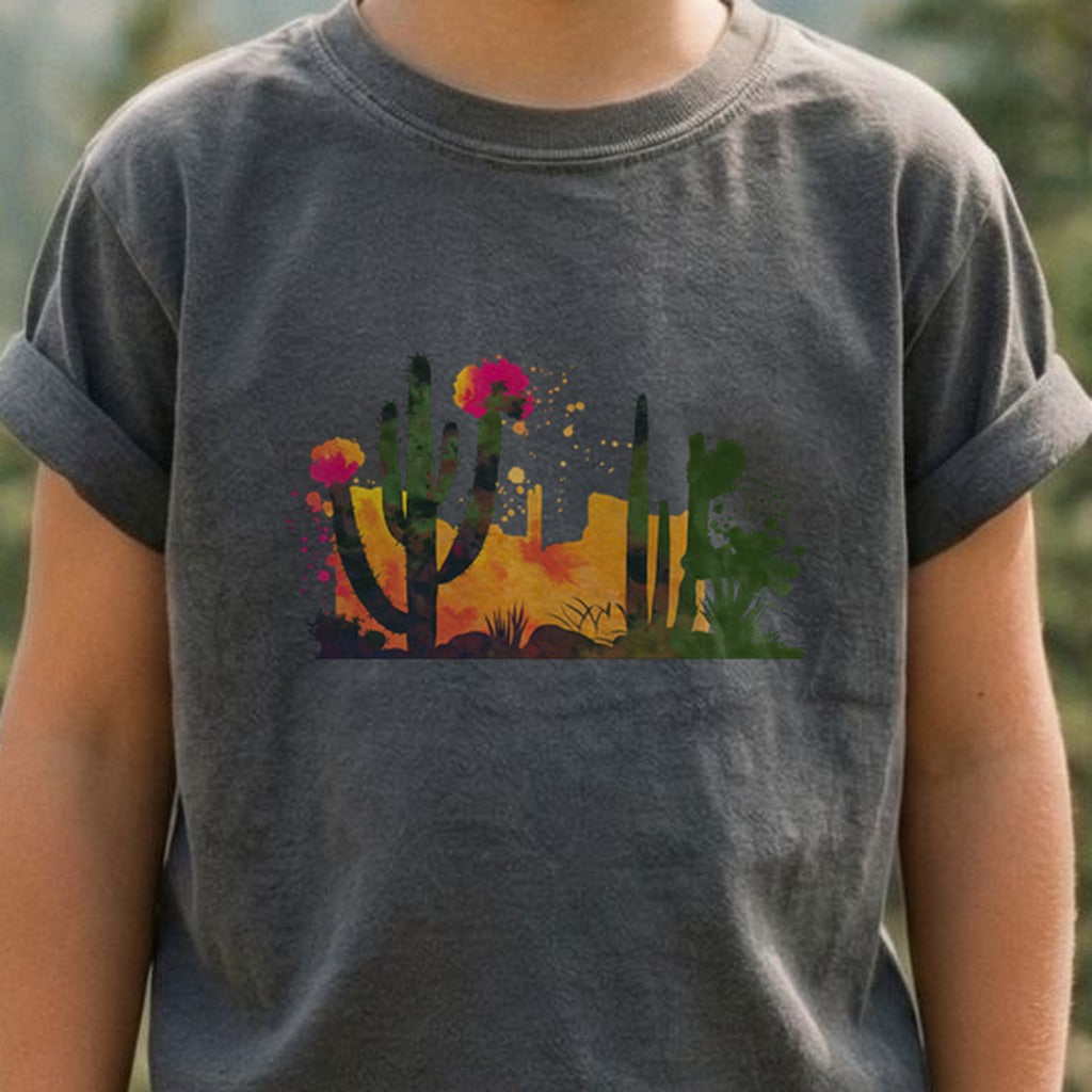 Watercolor Desert Scene Kids Cotton T-Shirt