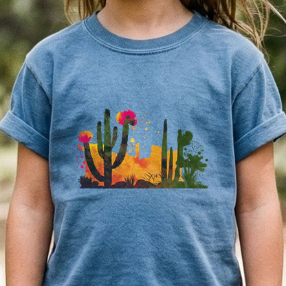 Watercolor Desert Scene Kids Cotton T-Shirt