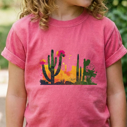 Watercolor Desert Scene Kids Cotton T-Shirt
