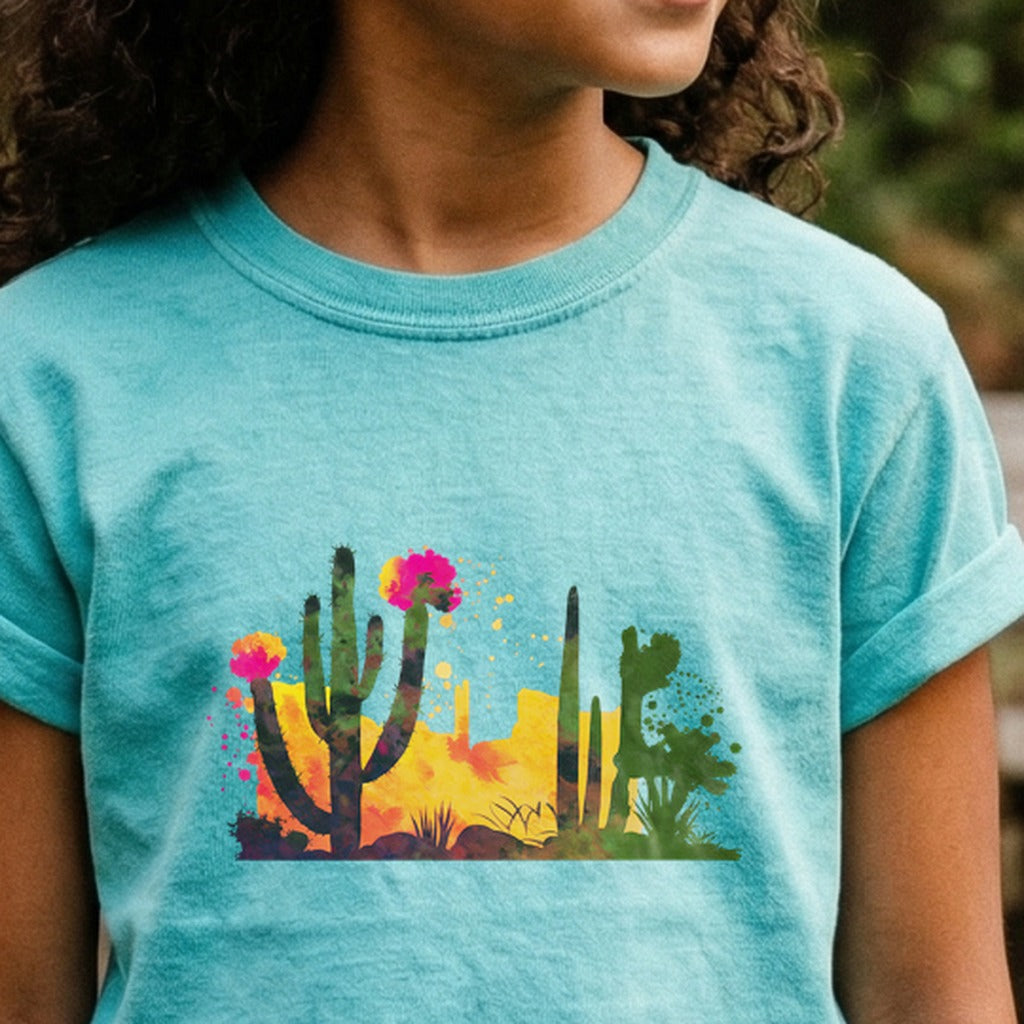 Watercolor Desert Scene Kids Cotton T-Shirt