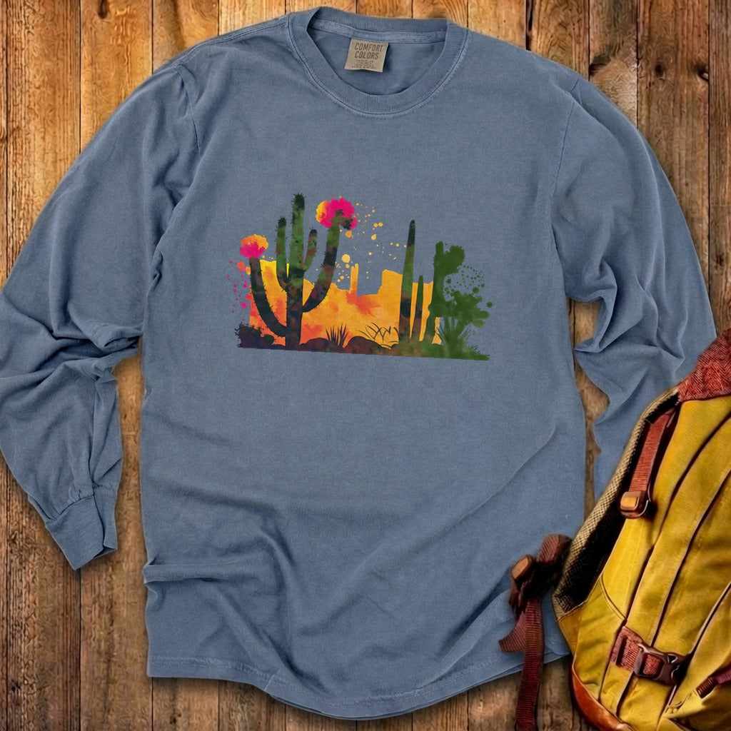 Watercolor Desert Scene Cotton Long Sleeve
