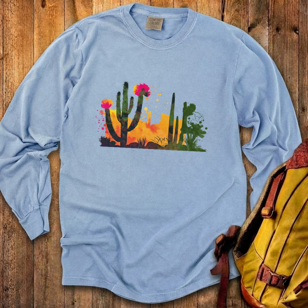 Watercolor Desert Scene Cotton Long Sleeve