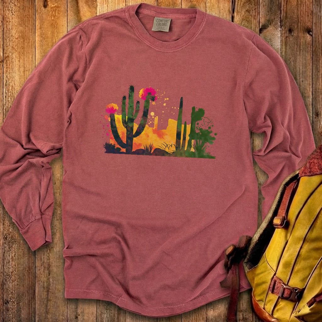 Watercolor Desert Scene Cotton Long Sleeve