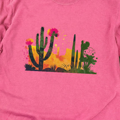 Watercolor Desert Scene Cotton Long Sleeve