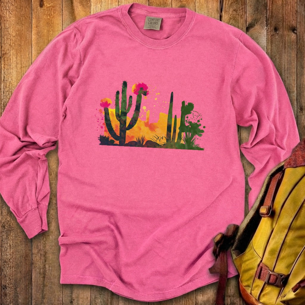 Watercolor Desert Scene Cotton Long Sleeve