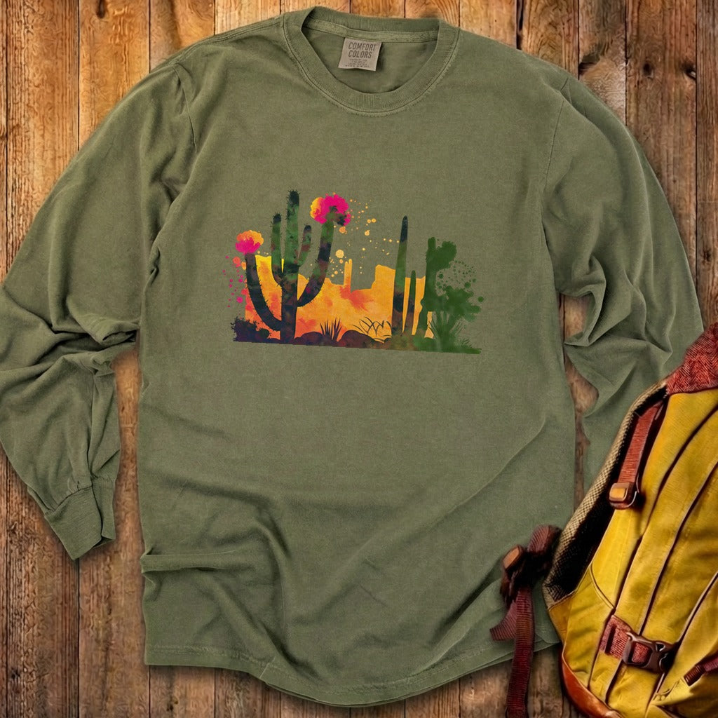 Watercolor Desert Scene Cotton Long Sleeve