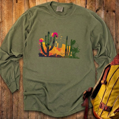 Watercolor Desert Scene Cotton Long Sleeve