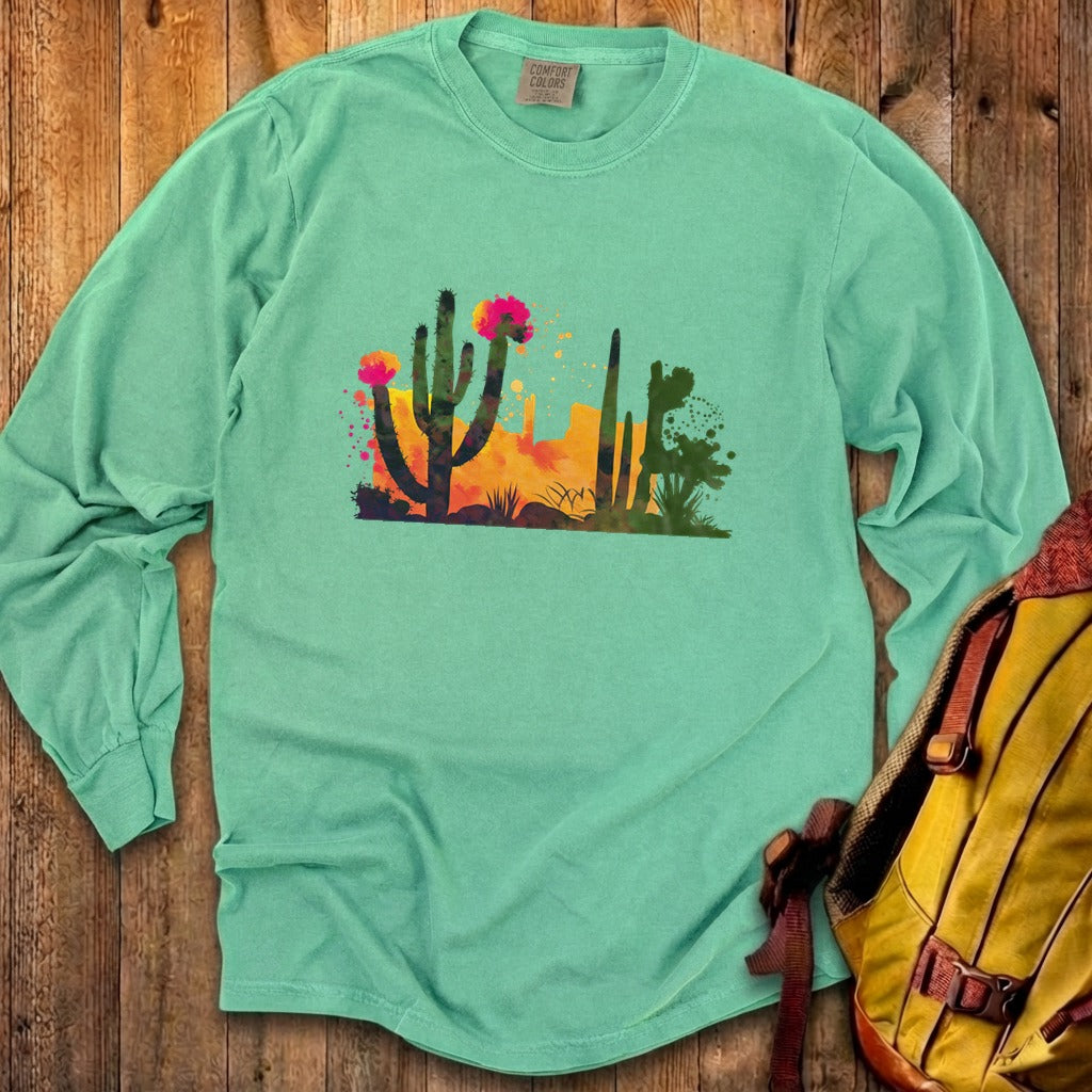 Watercolor Desert Scene Cotton Long Sleeve