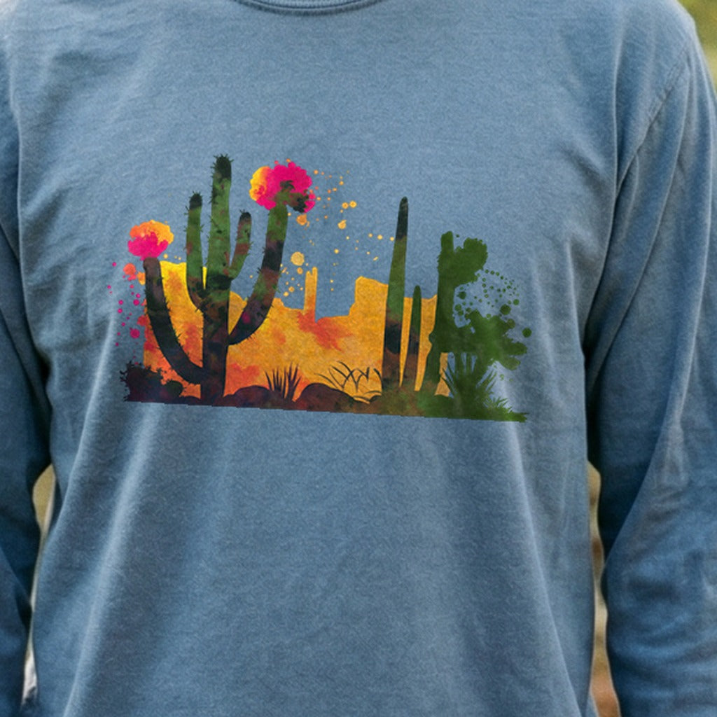 Watercolor Desert Scene Cotton Long Sleeve
