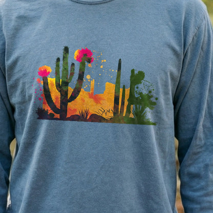 Watercolor Desert Scene Cotton Long Sleeve