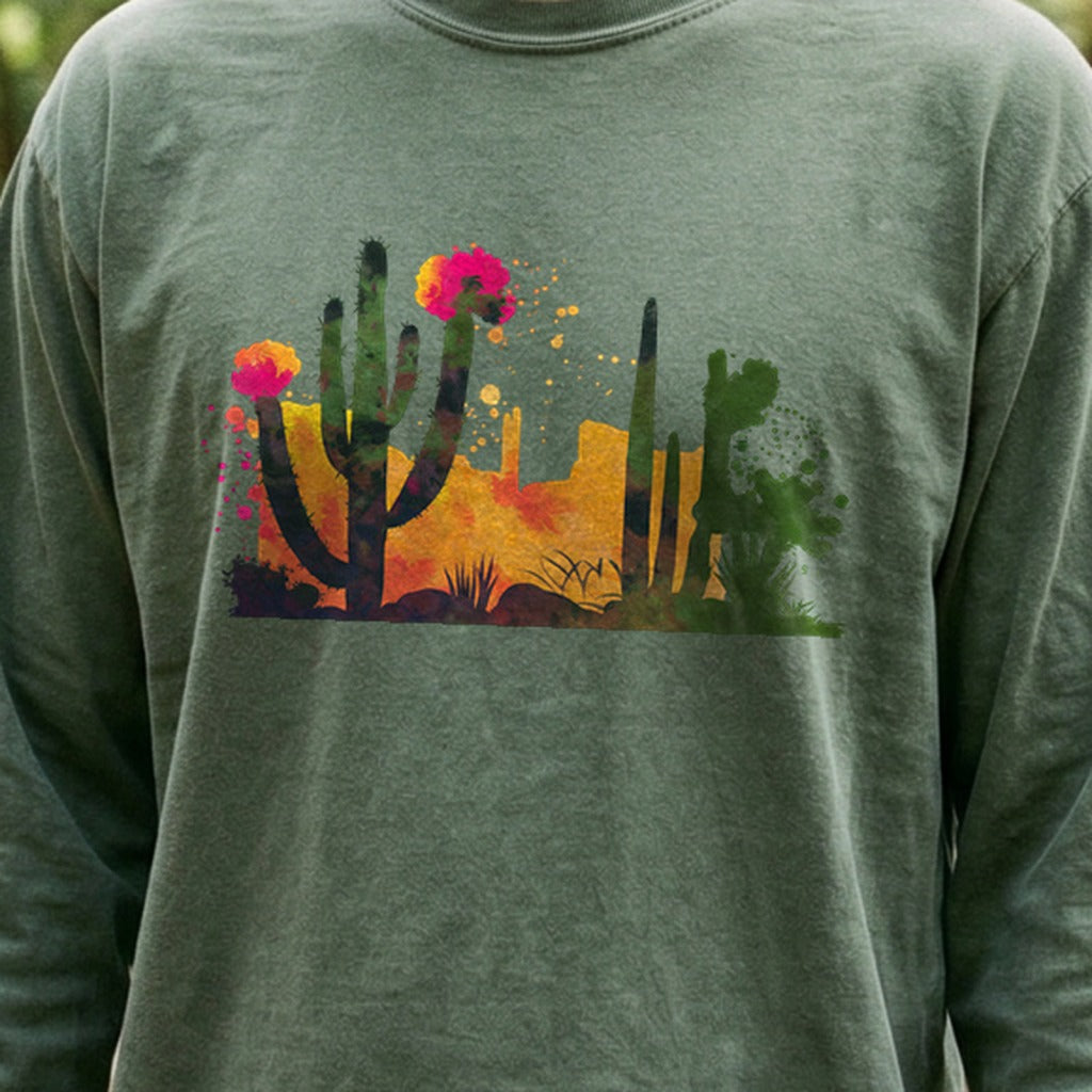 Watercolor Desert Scene Cotton Long Sleeve