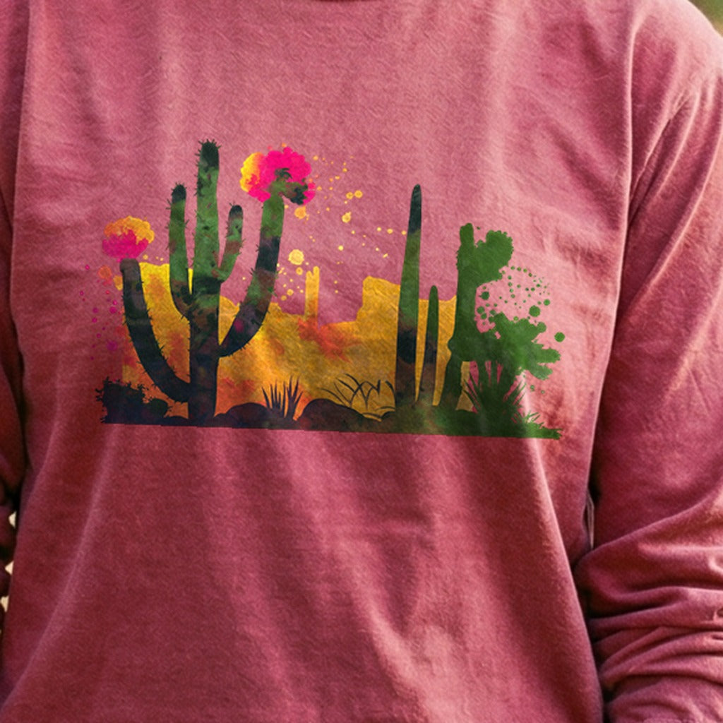 Watercolor Desert Scene Cotton Long Sleeve