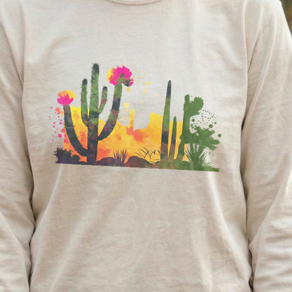 Watercolor Desert Scene Cotton Long Sleeve