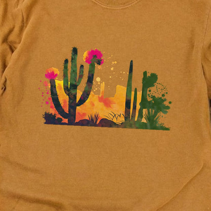 Watercolor Desert Scene Cotton Long Sleeve