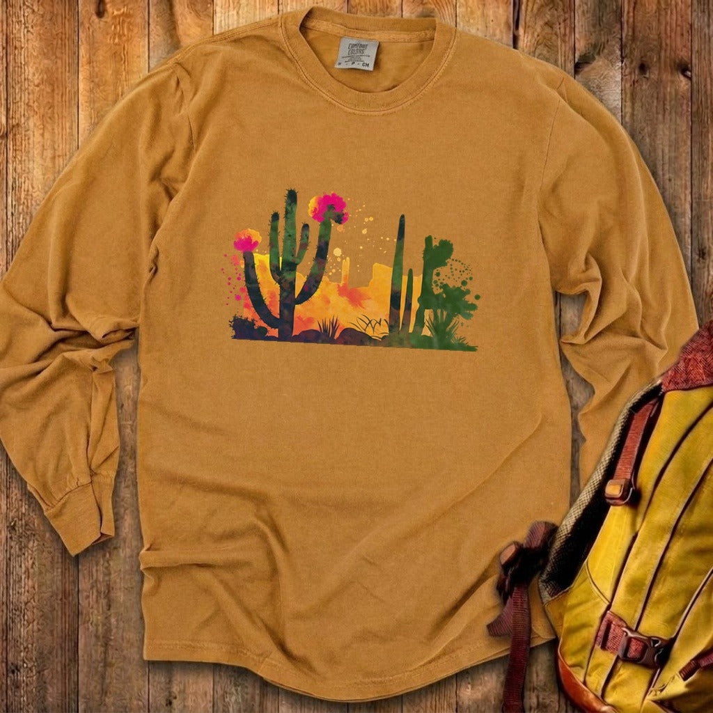 Watercolor Desert Scene Cotton Long Sleeve