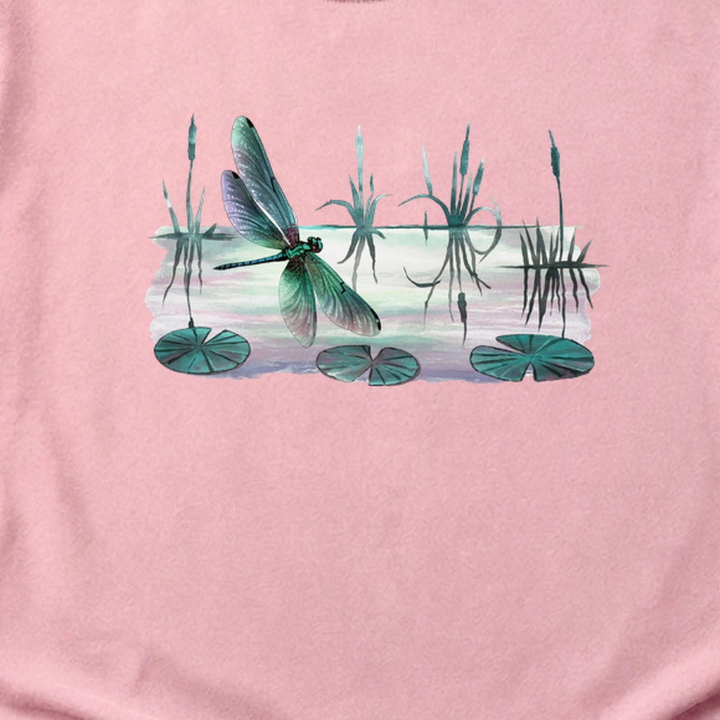 Watercolor Dragonfly on a Lake Cotton T-Shirt