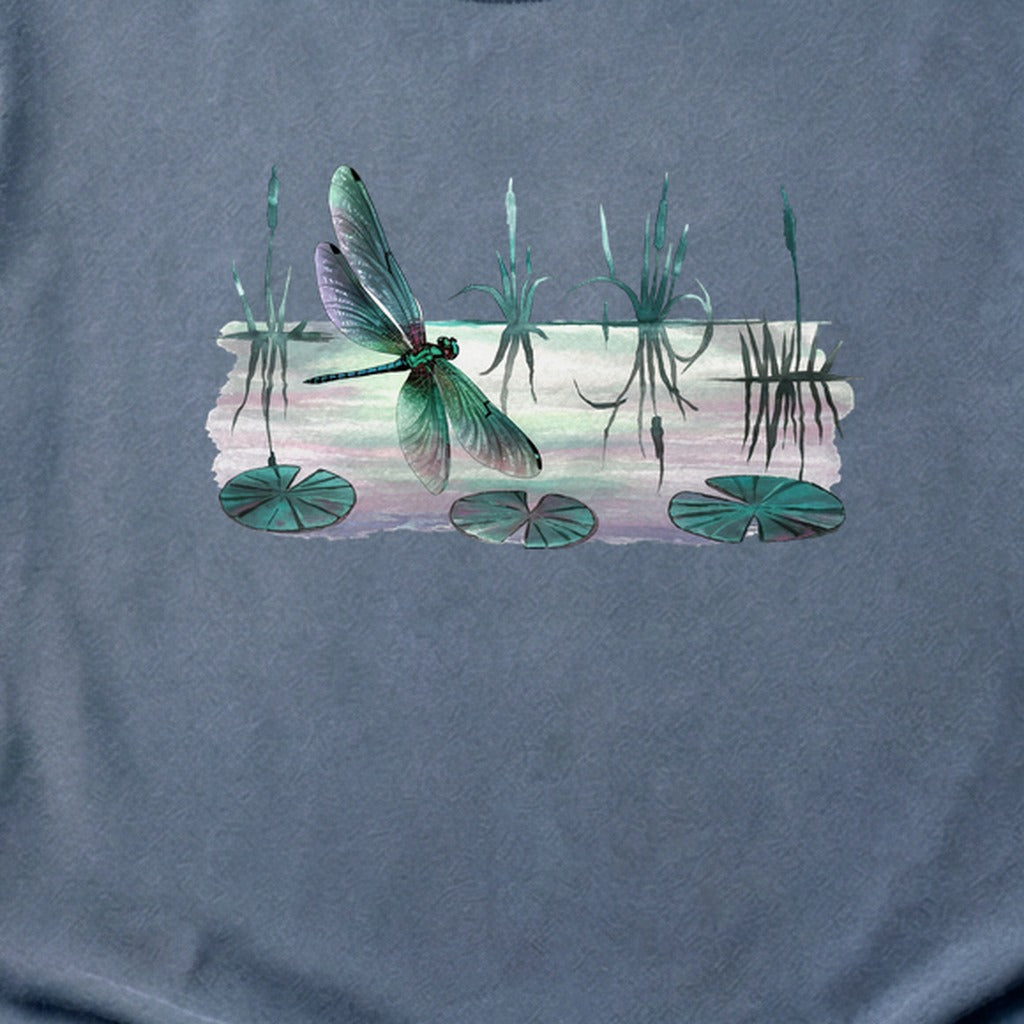 Watercolor Dragonfly on a Lake Cotton T-Shirt
