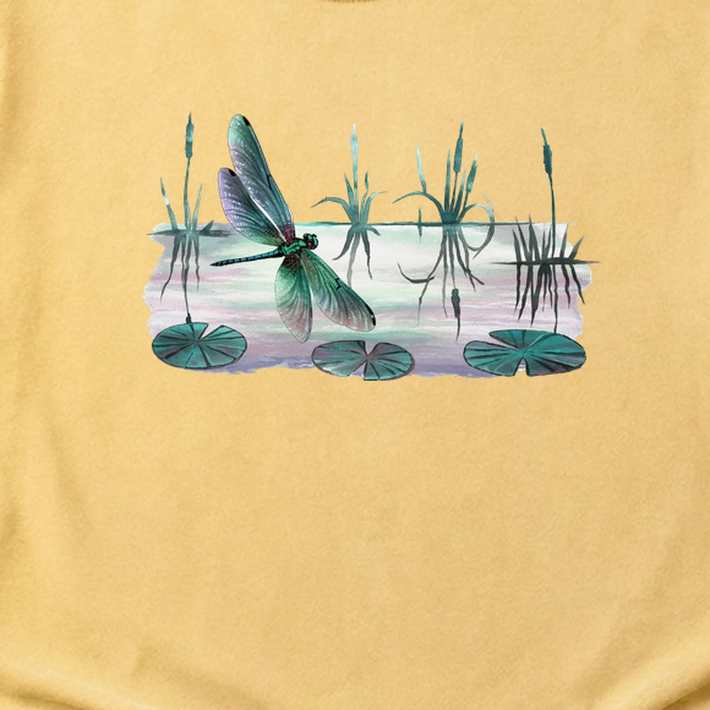 Watercolor Dragonfly on a Lake Cotton T-Shirt