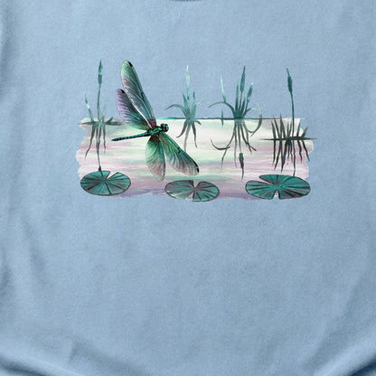 Watercolor Dragonfly on a Lake Cotton T-Shirt
