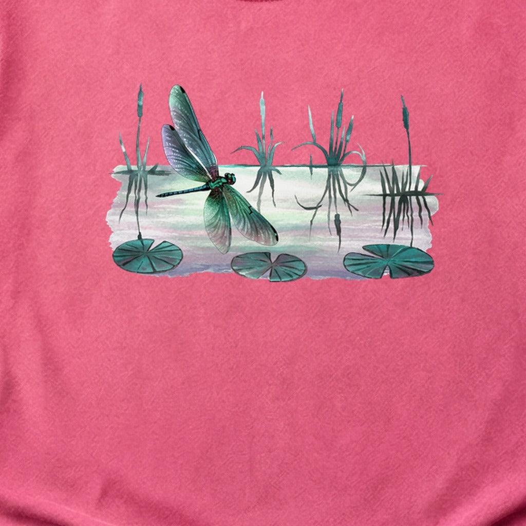Watercolor Dragonfly on a Lake Cotton T-Shirt