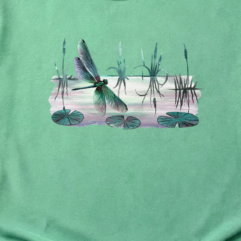 Watercolor Dragonfly on a Lake Cotton T-Shirt