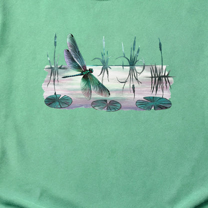 Watercolor Dragonfly on a Lake Cotton T-Shirt