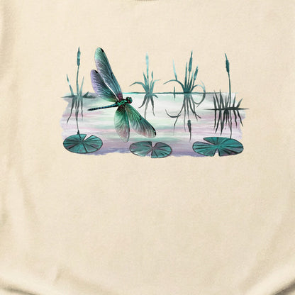 Watercolor Dragonfly on a Lake Cotton T-Shirt