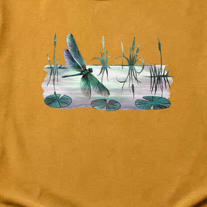 Watercolor Dragonfly on a Lake Cotton T-Shirt