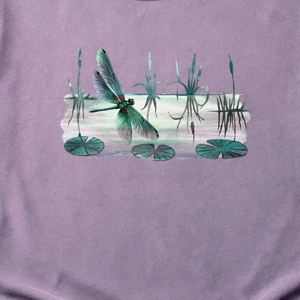 Watercolor Dragonfly on a Lake Cotton T-Shirt