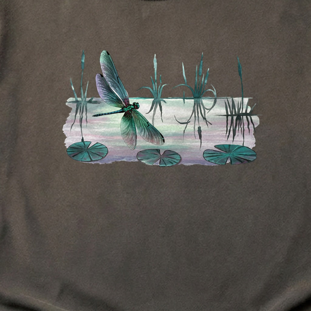 Watercolor Dragonfly on a Lake Cotton T-Shirt